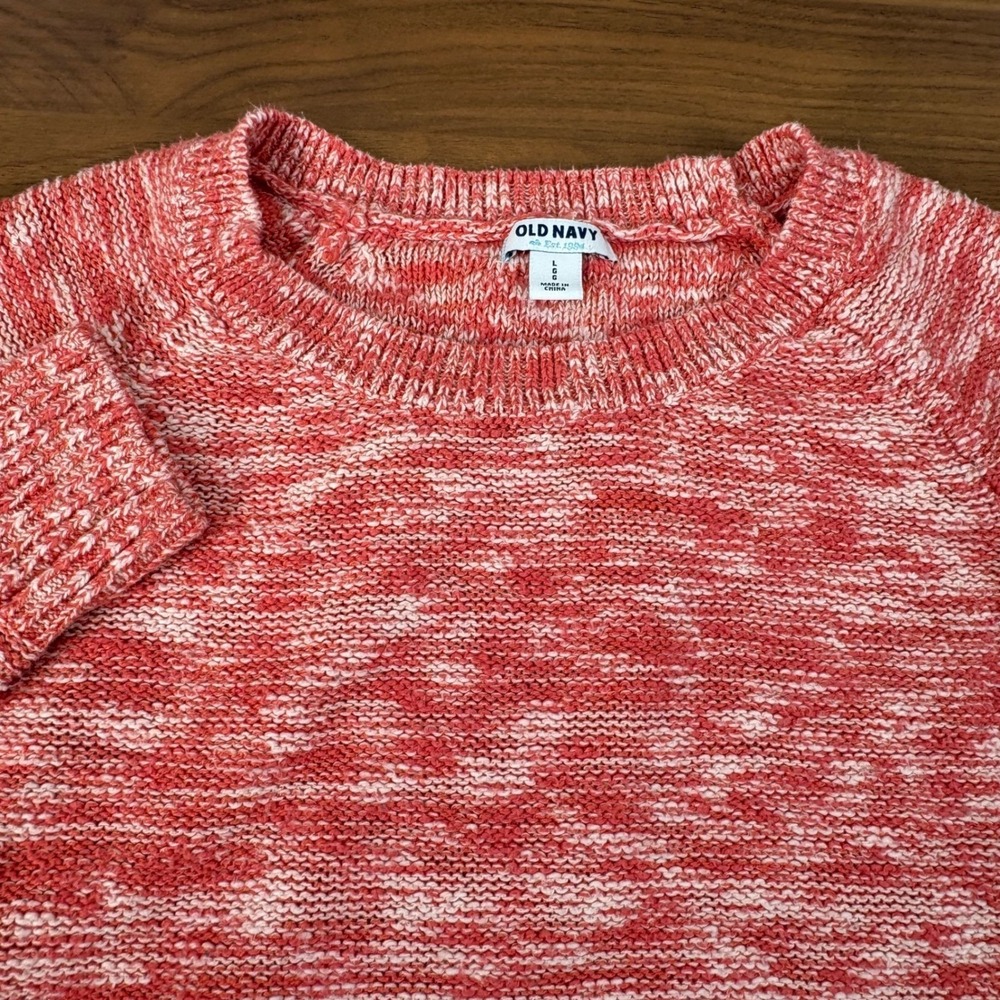 Old Navy Marled Slub Pullover Sweater Smoked Salmon Red White Size M Orange